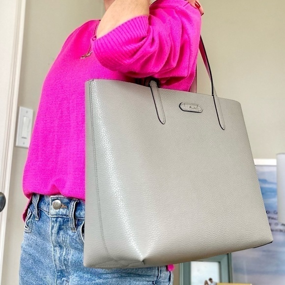 NEW Bally bag tote shoulder reversible gray silver-tone hardware handbag NWT - Picture 5 of 11